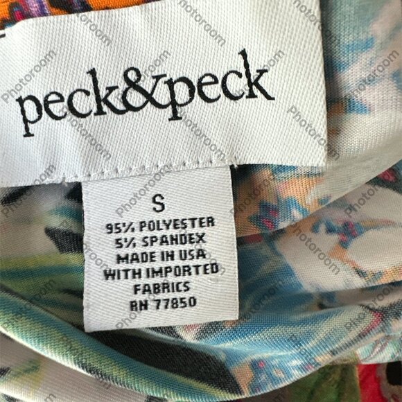 Peck & Peck Small Multicolor Mixed Florals 3/4 Sleeve Asymmetrical Hem Top - Picture 4 of 4